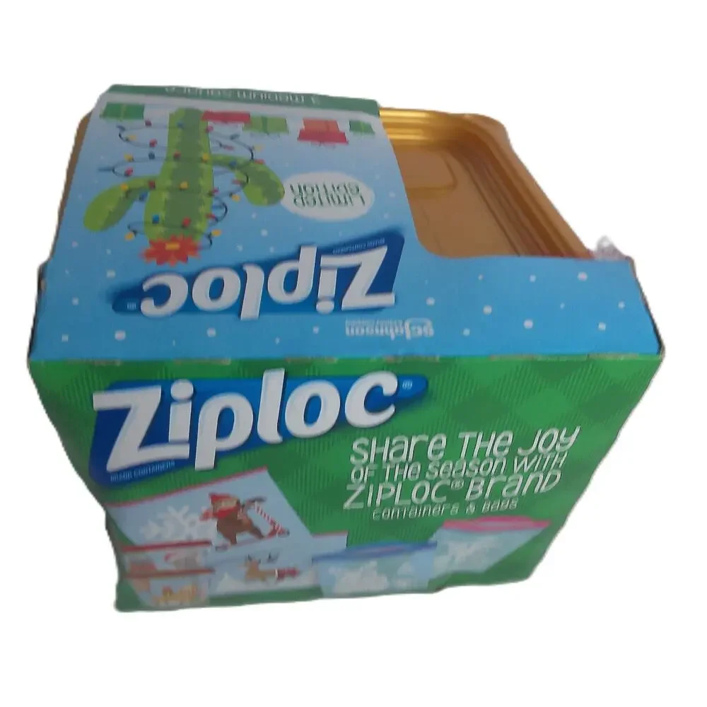 Ziploc Limited Edition Christmas Holiday Containers Gold Medium Square Set of 3